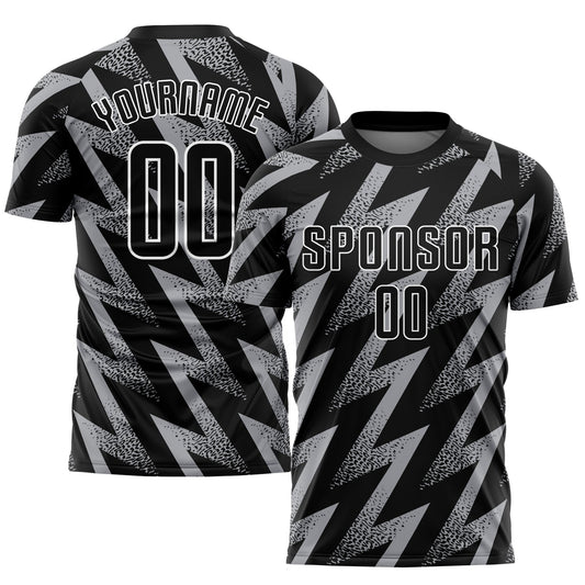 Camiseta de fútbol personalizada con sublimación en gris, negro y blanco