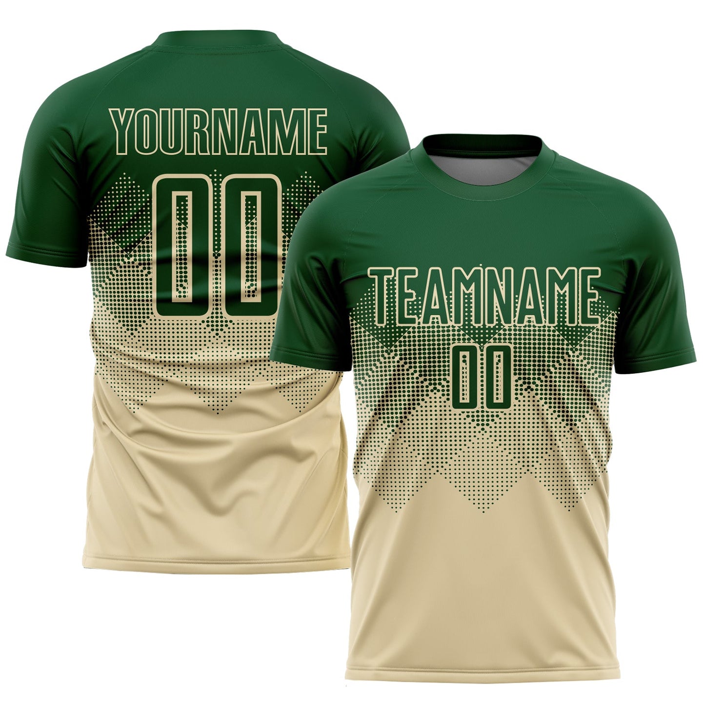 Camiseta de fútbol personalizada con sublimación en verde crema
