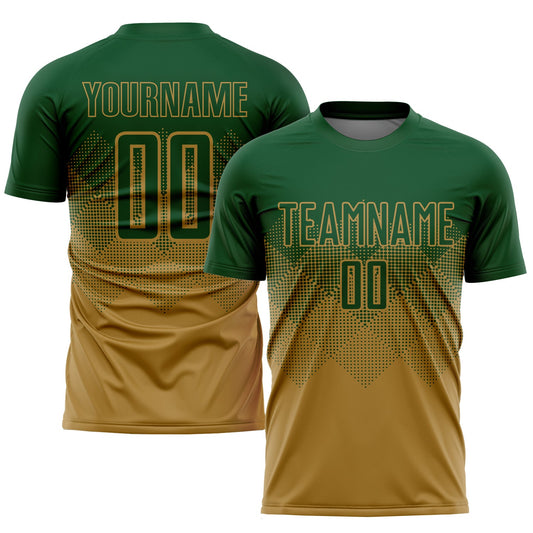 Camiseta de fútbol personalizada con sublimación en verde oro viejo