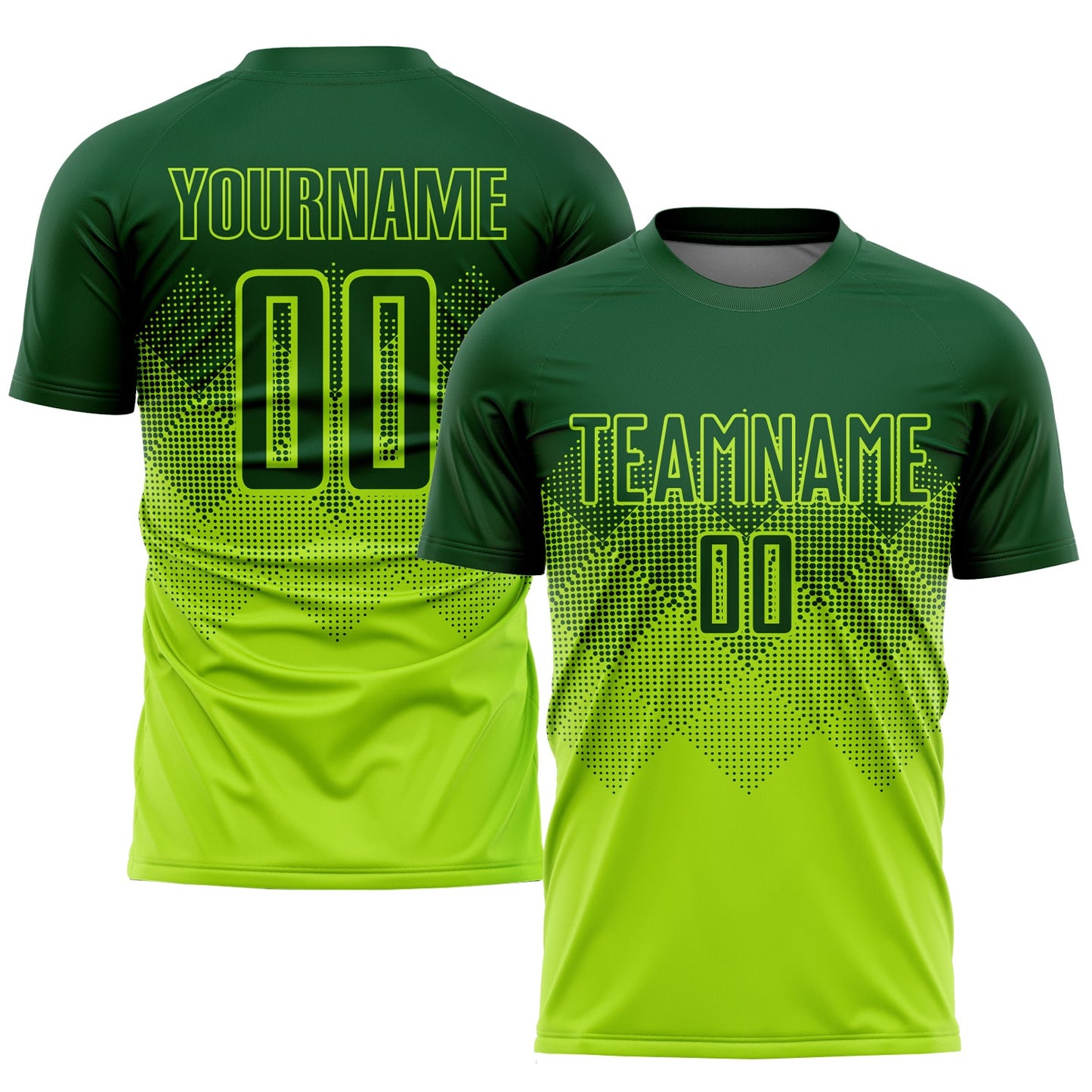 Camiseta de fútbol personalizada de sublimación verde neón
