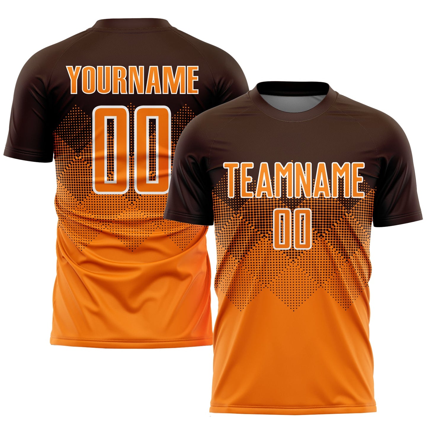 Camiseta de fútbol personalizada de sublimación naranja-blanca de Brown Bay