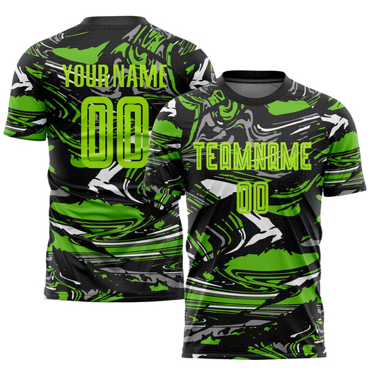 Camiseta de fútbol personalizada con sublimación verde neón y verde aurora