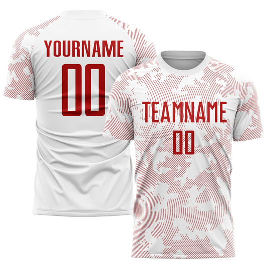 Camiseta de fútbol personalizada con sublimación en blanco y rojo