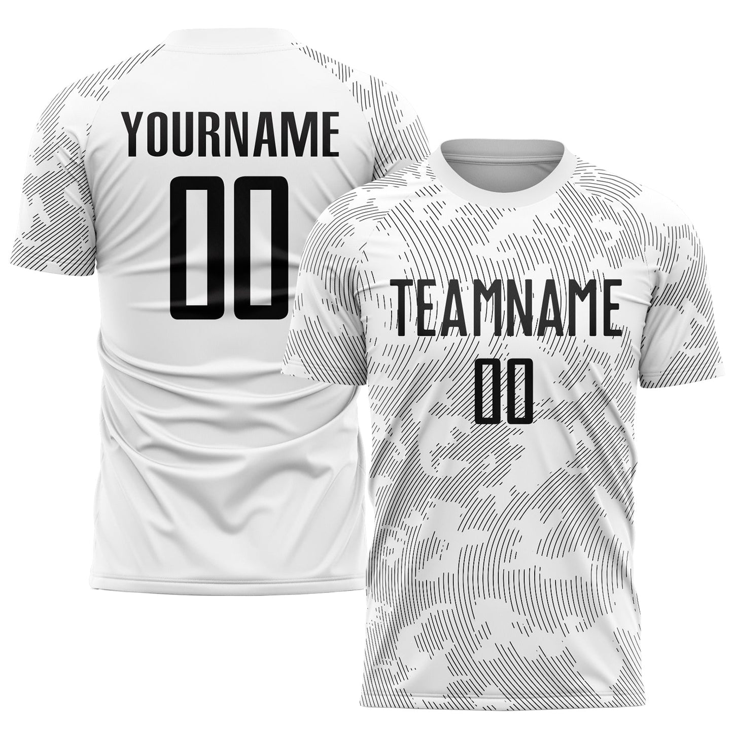 Camiseta de fútbol personalizada con sublimación en blanco y negro