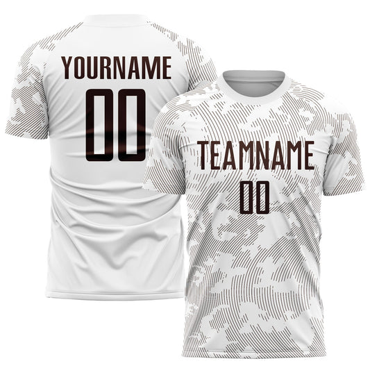 Camiseta de fútbol personalizada con sublimación en blanco y marrón
