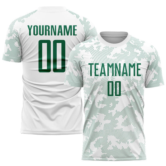 Camiseta de fútbol personalizada de sublimación en blanco y verde Kelly