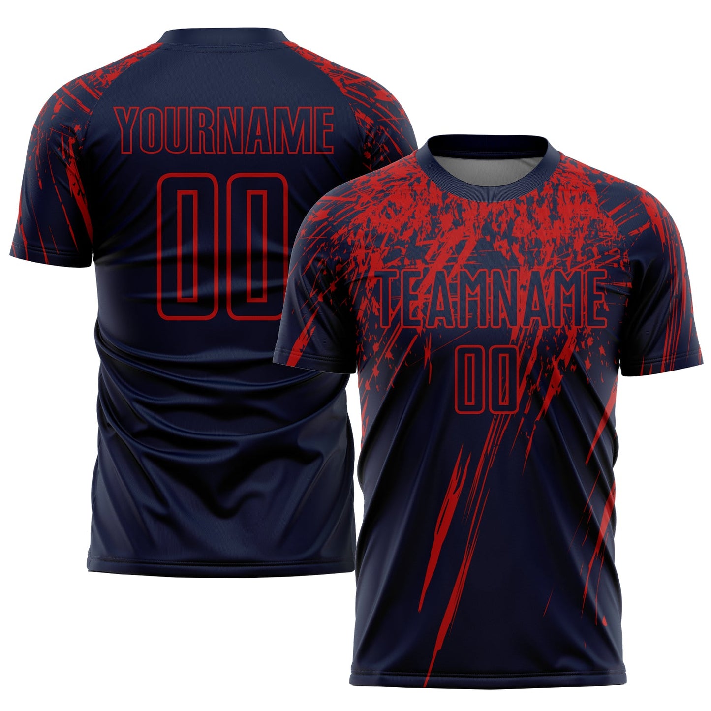 Camiseta de fútbol personalizada con sublimación en rojo marino