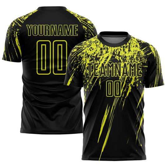 Camiseta de fútbol personalizada con sublimación en amarillo neón y negro