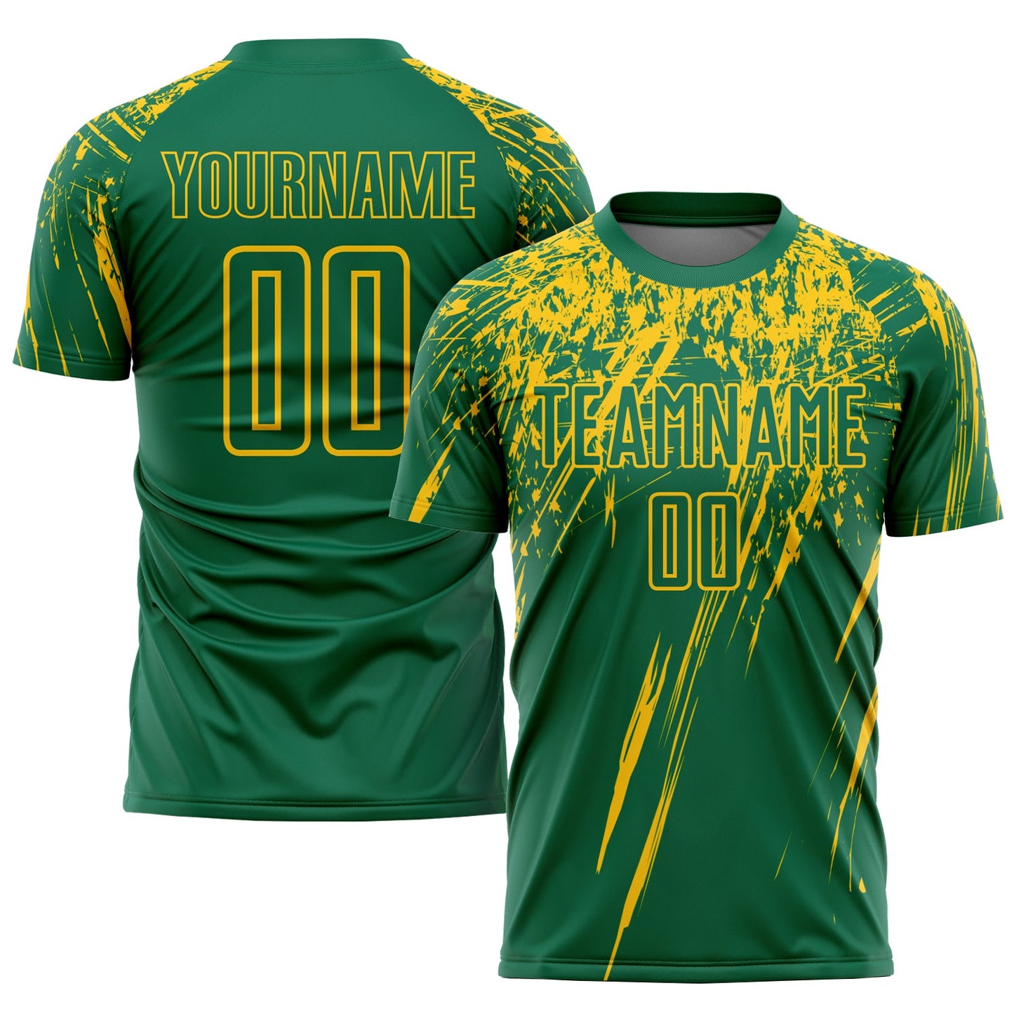 Camiseta de fútbol personalizada Kelly Green Yellow Sublimada