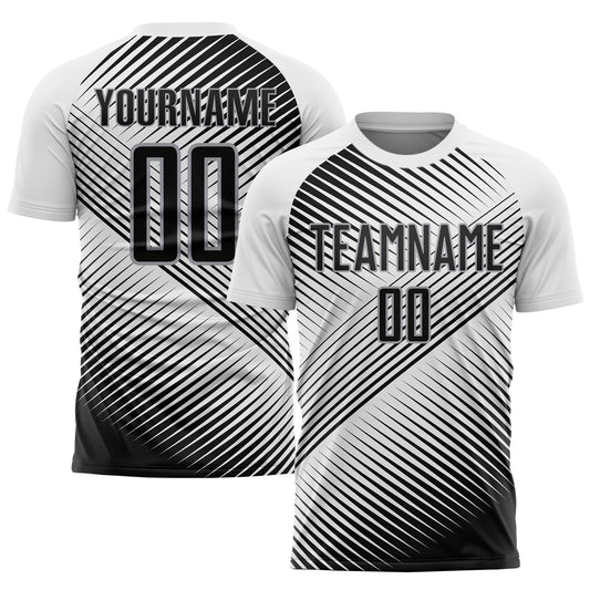 Camiseta de fútbol personalizada con sublimación en blanco, negro y gris