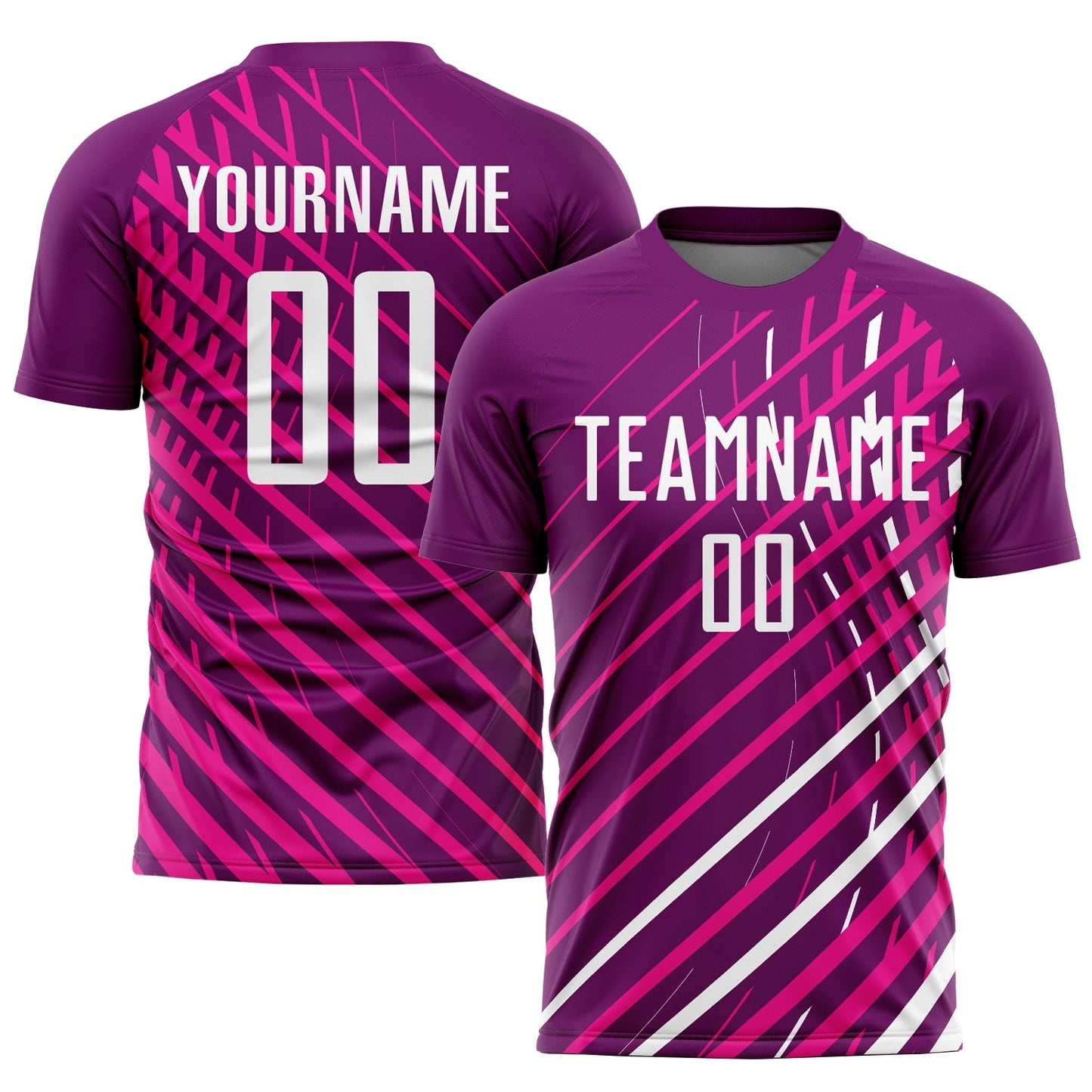 Camiseta de fútbol personalizada con sublimación en rosa, blanco y carmesí