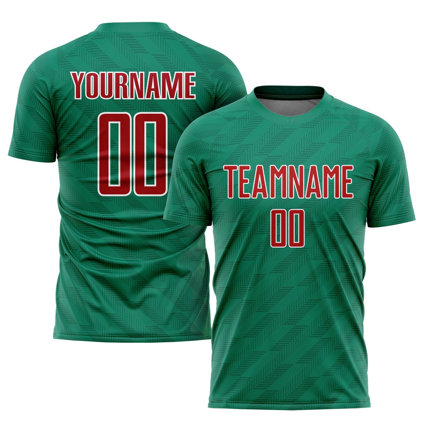 Camiseta de fútbol de México personalizada con sublimación en verde Kelly, rojo y blanco