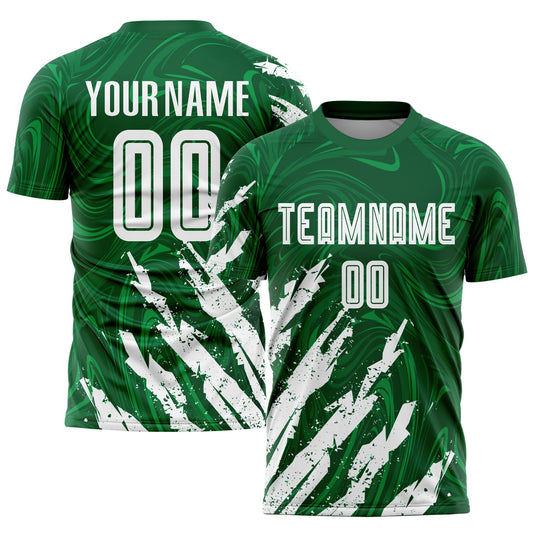 Camiseta de fútbol personalizada Kelly Green White Sublimada
