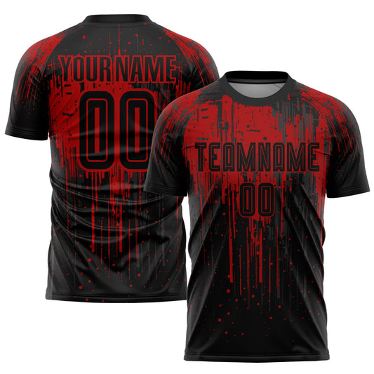 Camiseta de fútbol personalizada con sublimación en rojo y negro