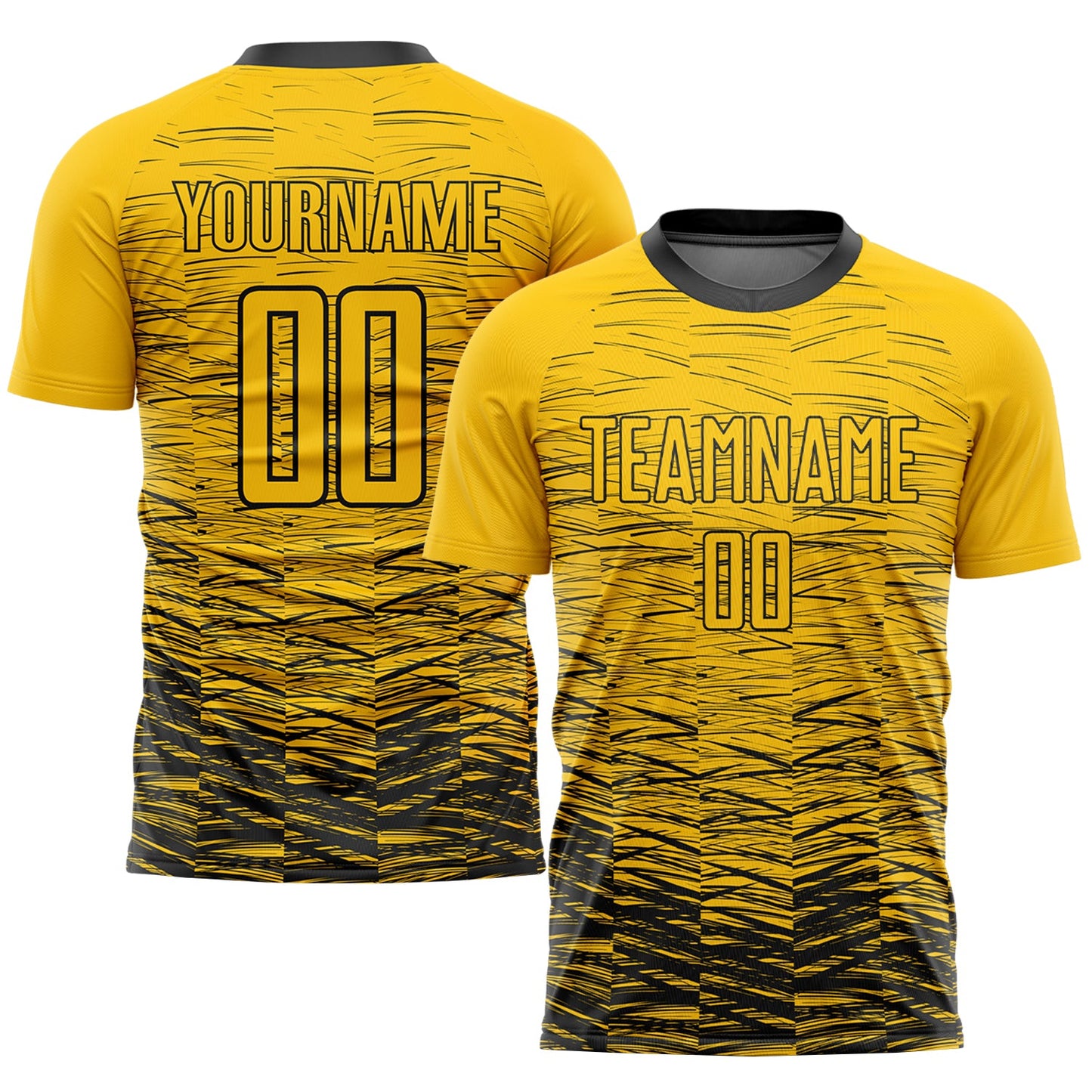 Camiseta de fútbol personalizada con sublimación en amarillo y negro