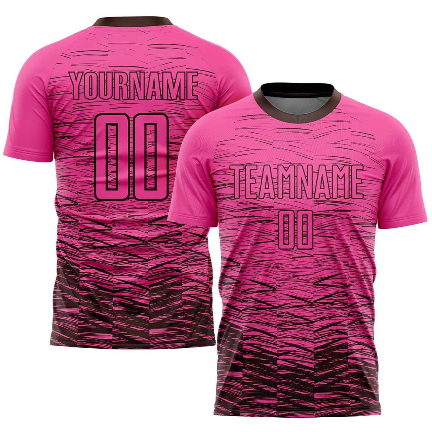 Camiseta de fútbol personalizada con sublimación en rosa y marrón