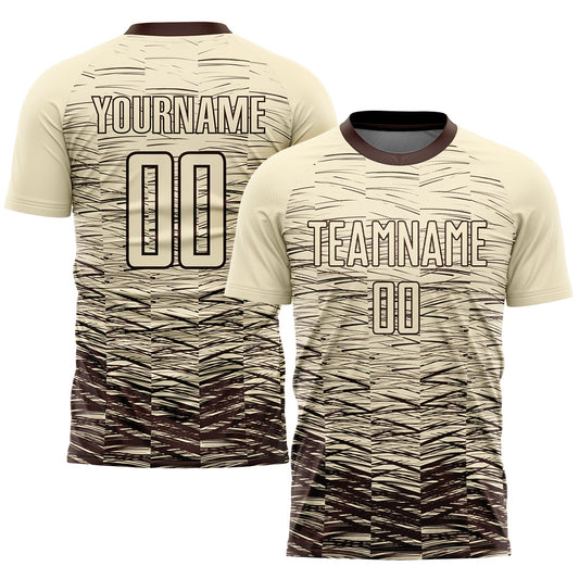 Camiseta de fútbol personalizada con sublimación en color crema y marrón