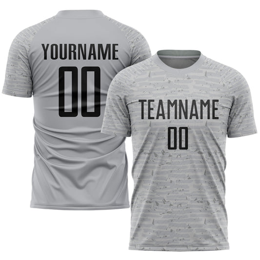 Camiseta de fútbol personalizada con sublimación en gris y negro