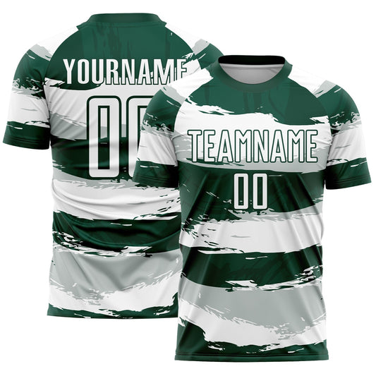 Camiseta de fútbol personalizada con sublimación verde y blanca