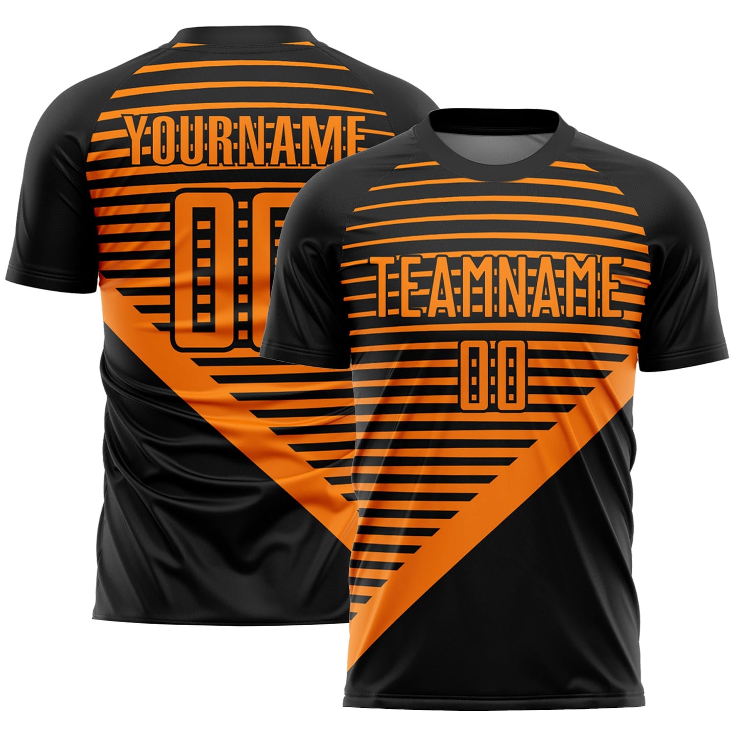 Camiseta de fútbol personalizada de sublimación con rayas naranjas de Black Bay