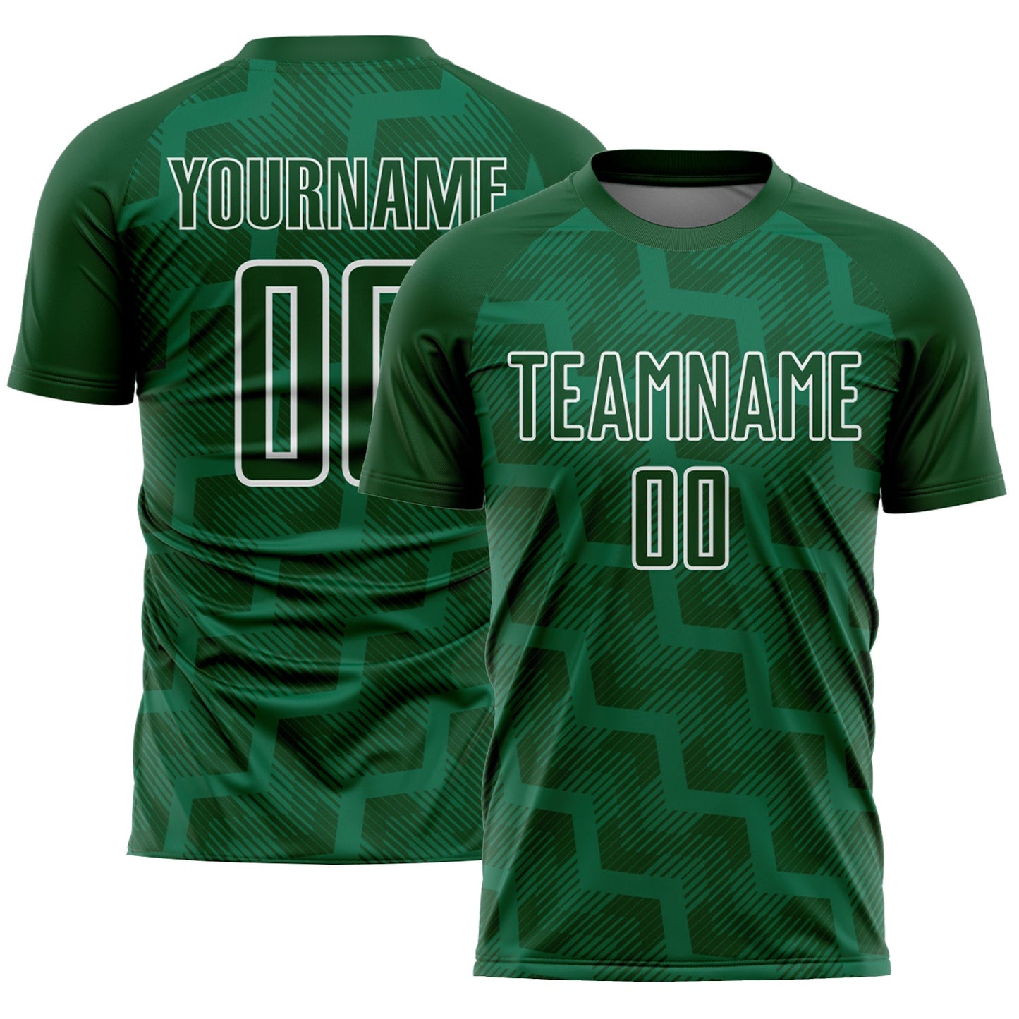 Camiseta de fútbol personalizada con sublimación de líneas blancas y verdes