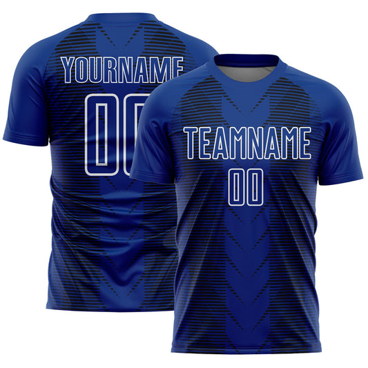 Camiseta de fútbol personalizada de sublimación con líneas blancas y negras en azul marino de EE. UU.