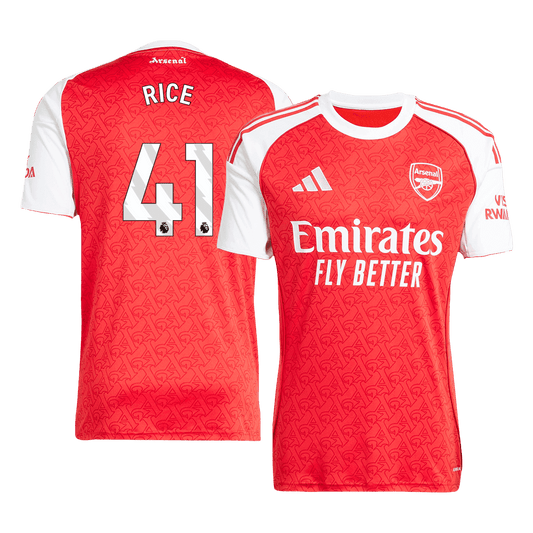 Camiseta de fútbol local del Arsenal RICE #41 2025/26, roja