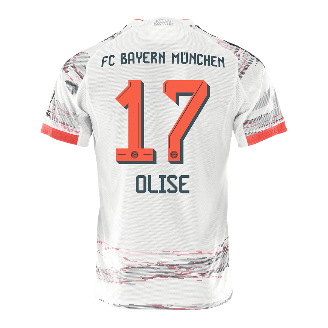 Camiseta de fútbol de visitante auténtica OLISE #17 del Bayern Múnich 2025/26