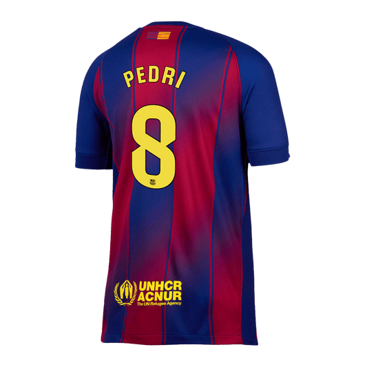 Camiseta de fútbol local del Barcelona PEDRI #8 2025/26 roja y azul