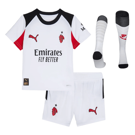 Kit de camiseta de visitante del AC Milan para niños (camiseta, pantalón corto y calcetines) 2025/26