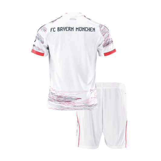 Kit de visitante del Bayern Múnich para niño (camiseta y pantalón corto) 2025/26, color blanco