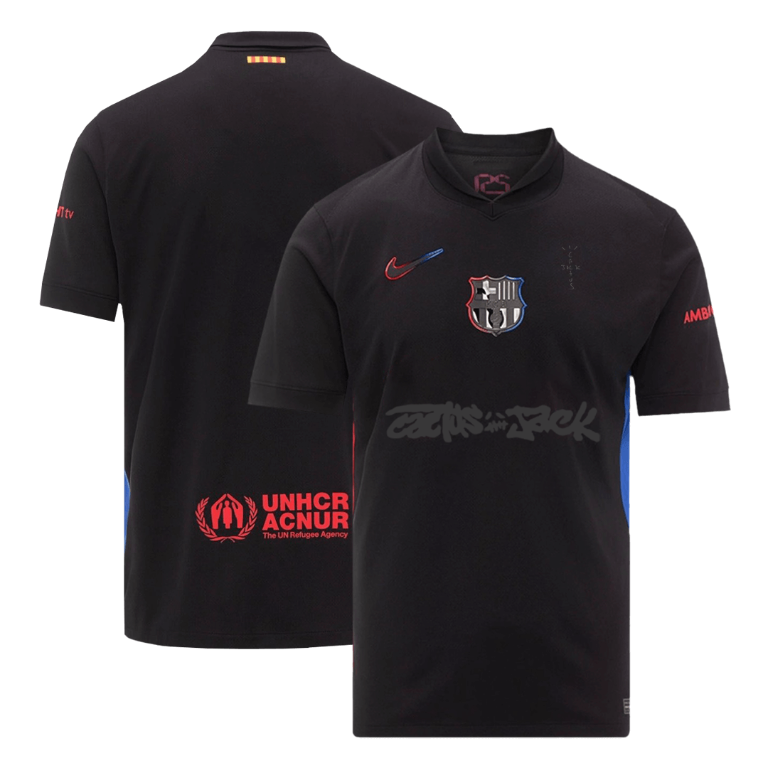 Camiseta de fútbol visitante del Barcelona x Travis Scott 2024/25, negra