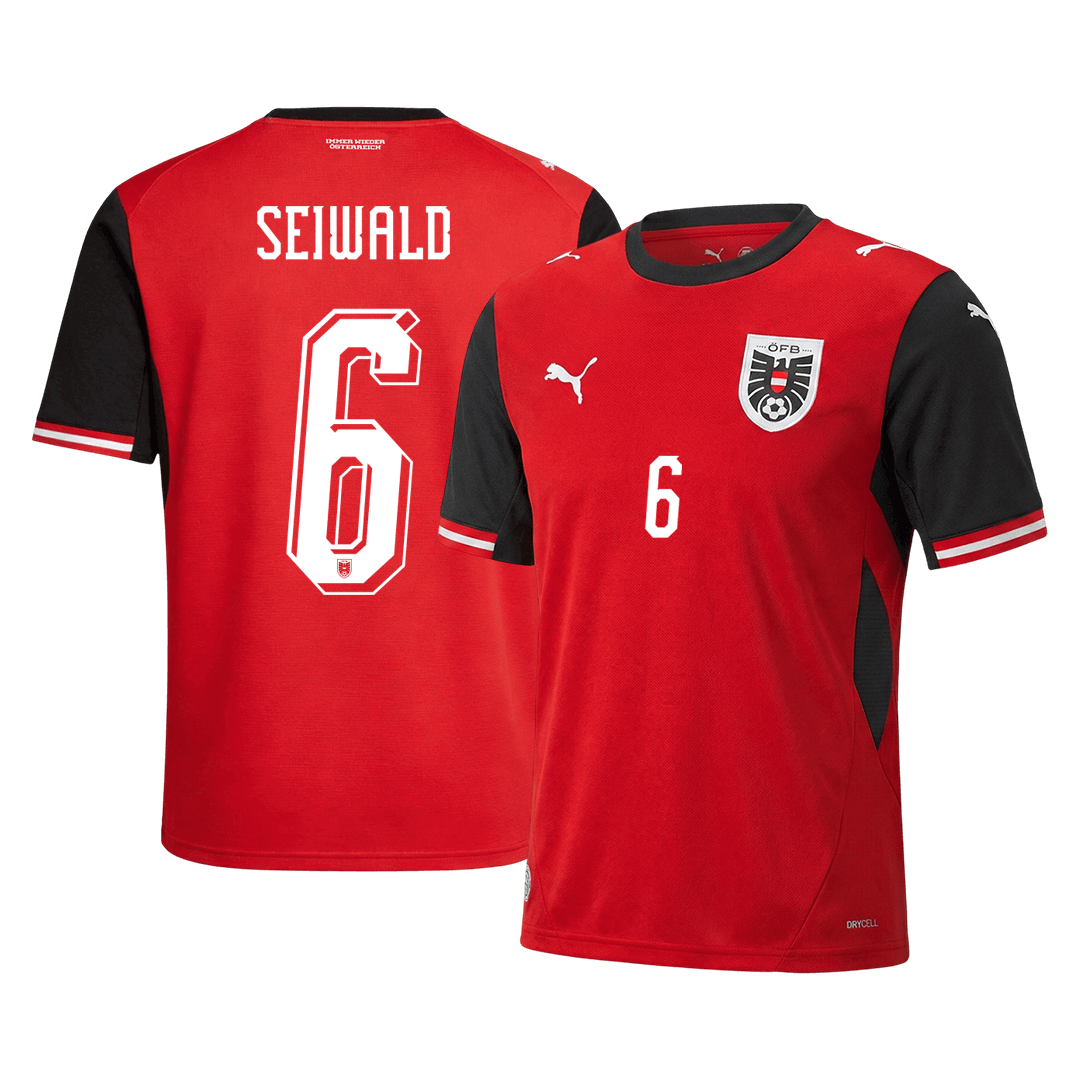 Camiseta de local de Austria SEIWALD para hombre, número 6, Copa del Mundo 2026