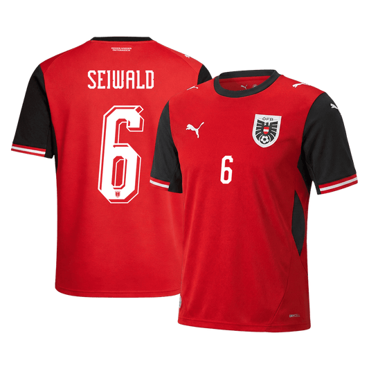 Camiseta de local de Austria SEIWALD para hombre, número 6, Copa del Mundo 2026