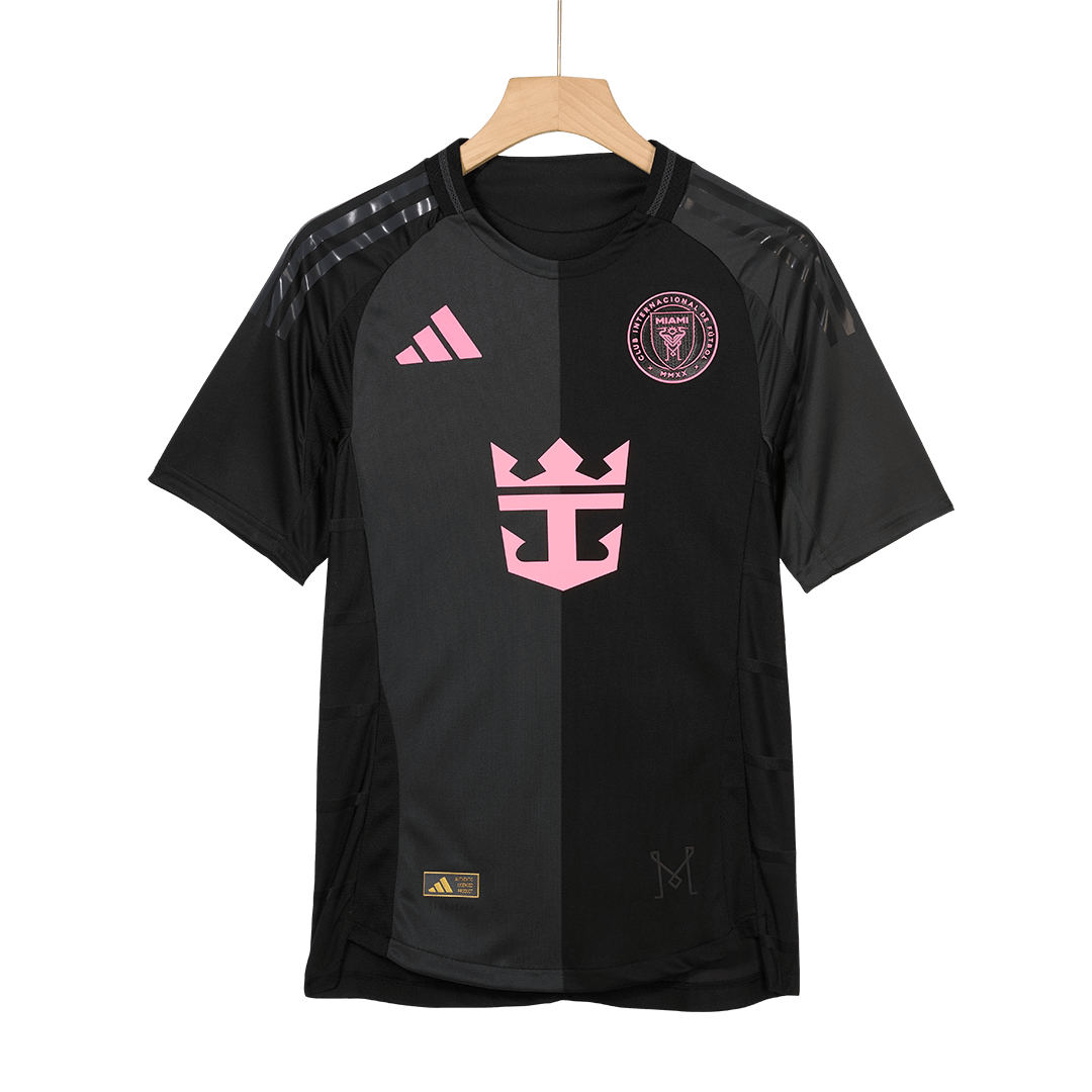Camiseta de fútbol de visitante auténtica DE PAUL #7 del Inter Miami CF 2025, negra y gris