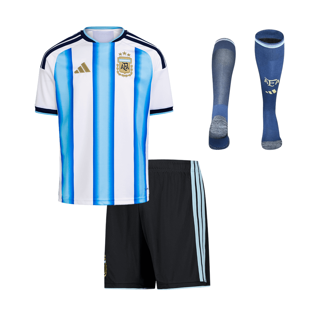 Kit de camiseta de fútbol local de Argentina para niños (camiseta, pantalón corto y medias) 2025/26