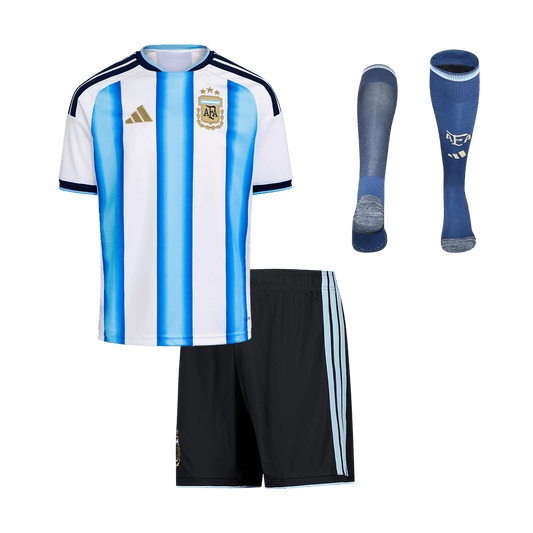 Kit de camiseta de fútbol local de Argentina para niños (camiseta, pantalón corto y medias) 2025/26