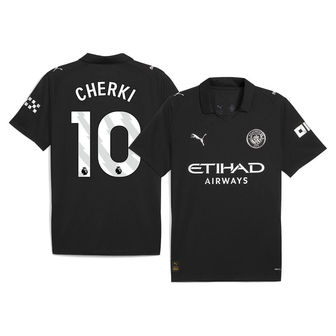 Camiseta de fútbol visitante CHERKI #10 del Manchester City 2025/26