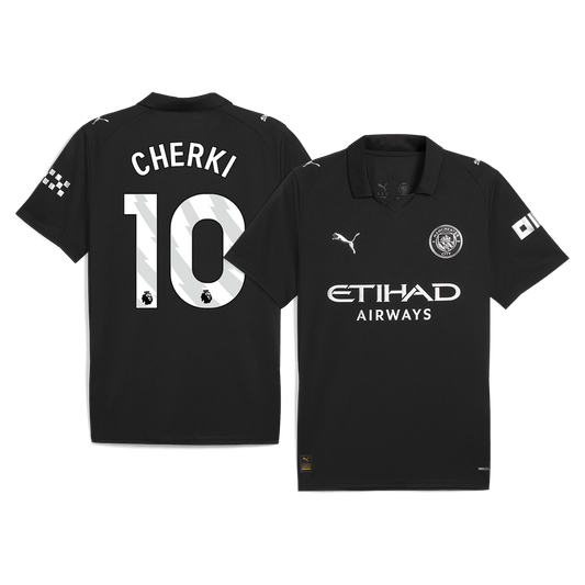 Camiseta de fútbol visitante CHERKI #10 del Manchester City 2025/26