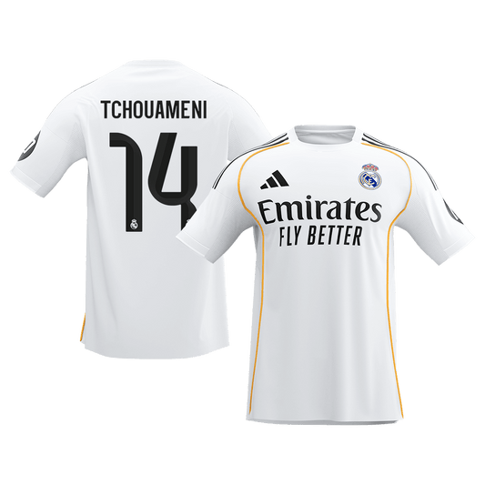 Camiseta de fútbol local del Real Madrid TCHOUAMENI #14 2025/26