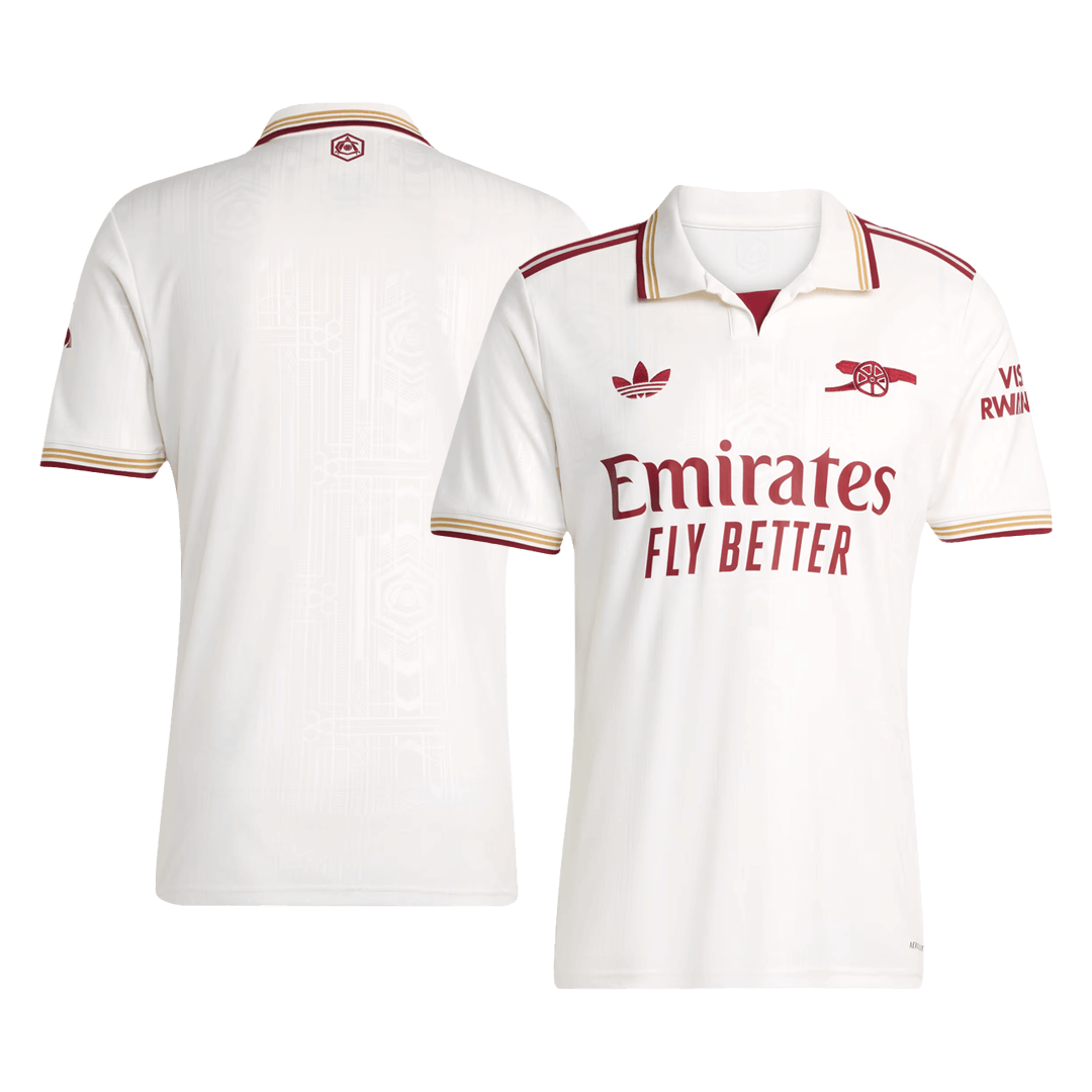 Camiseta de fútbol visitante del Arsenal 2025/26, blanca, tercera equipación