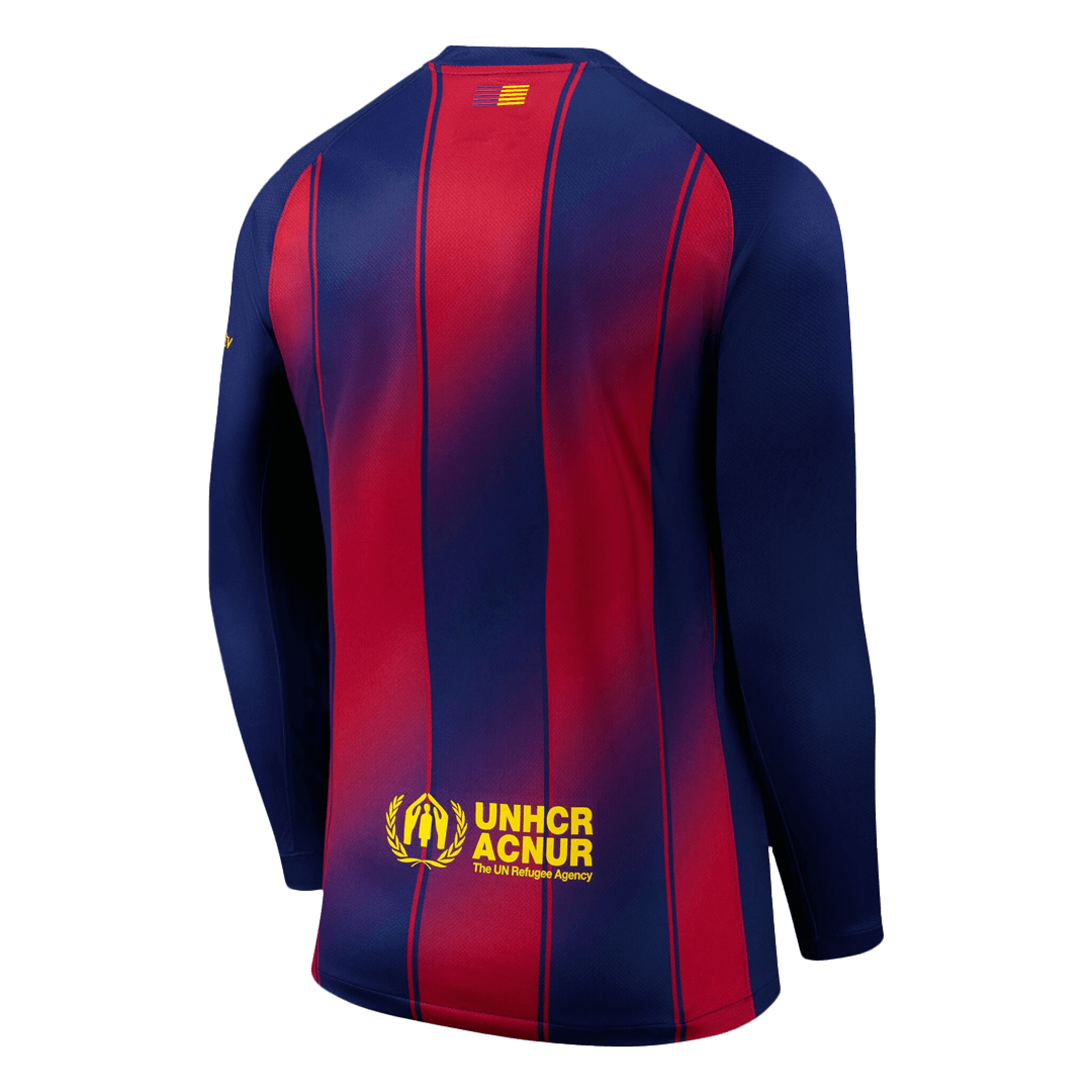 Camiseta de fútbol de manga larga del Barcelona 25/26 local roja y azul