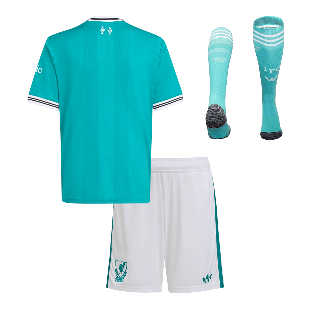 Kit de fútbol de visitante del Liverpool para niños (camiseta, pantalón corto y medias) 2025/26