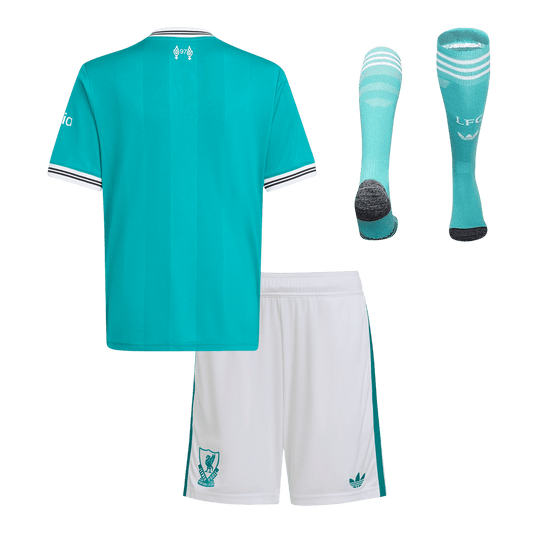 Kit de fútbol de visitante del Liverpool para niños (camiseta, pantalón corto y medias) 2025/26