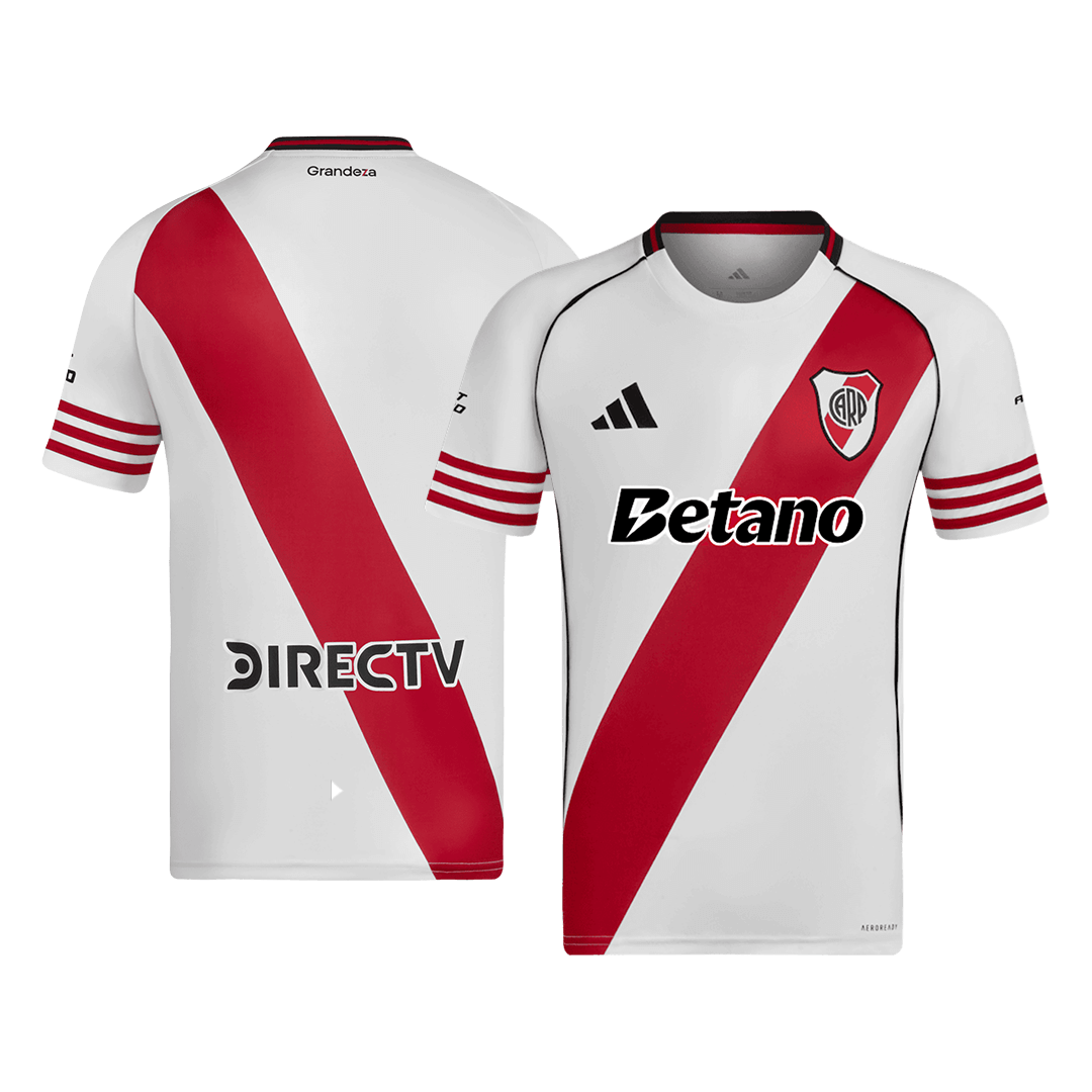 Camiseta de fútbol local de River Plate 25/26 roja y blanca