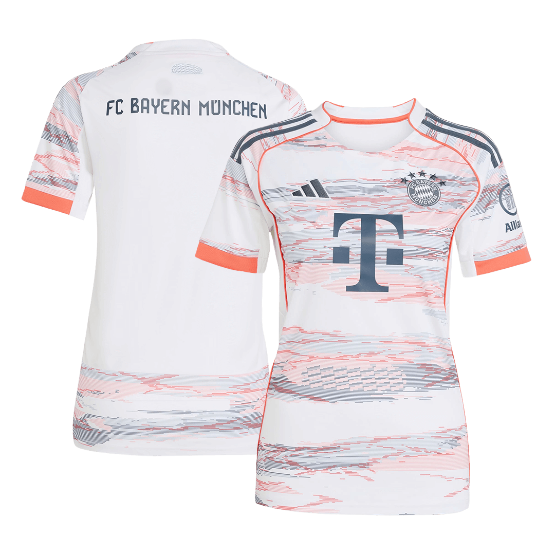 Camiseta de fútbol visitante del Bayern Múnich 2025/26 para mujer, blanca