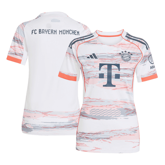Camiseta de fútbol visitante del Bayern Múnich 2025/26 para mujer, blanca