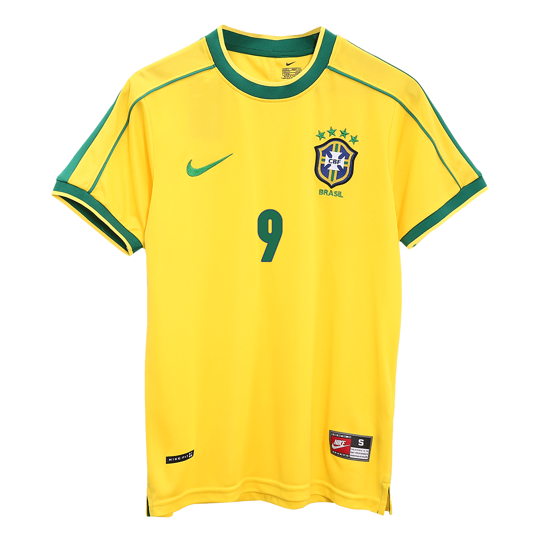 Camiseta retro de fútbol local de Brasil RONALDO #9 1998 - Copa del Mundo