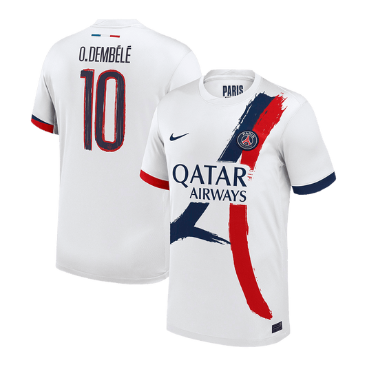 Camiseta de fútbol O.DEMBÉLÉ#10 PSG Segunda equipación 2024/25 Blanca - UCL