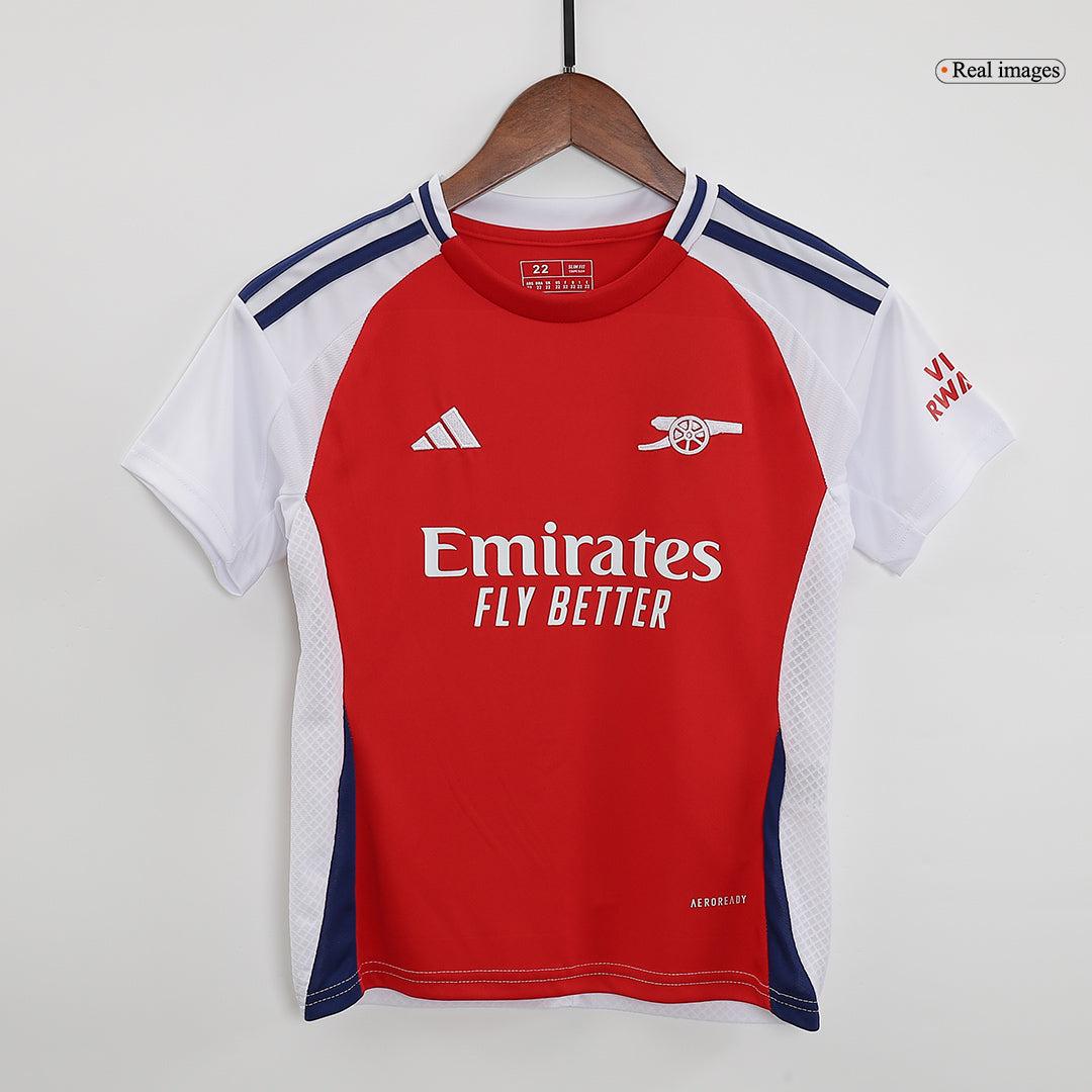 Kit de camiseta de fútbol local del Arsenal para niños (camiseta y pantalones cortos)